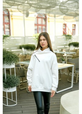 Толстовка худи белая косая змейка